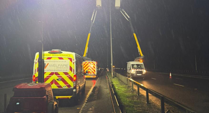 Street Lighting works M20, Maidstone, Kent
